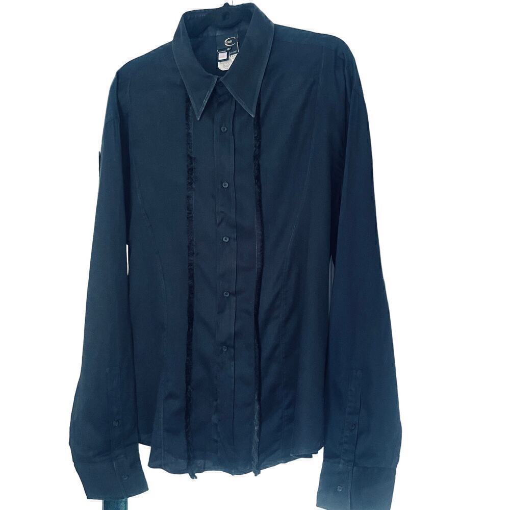 Just Cavalli Men's Casual Black Fringe Shirt Size 62 / Large